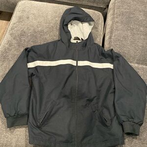 Boys Tek Gear size 14/16 zipper up black Jacket with gray stripe, good condition